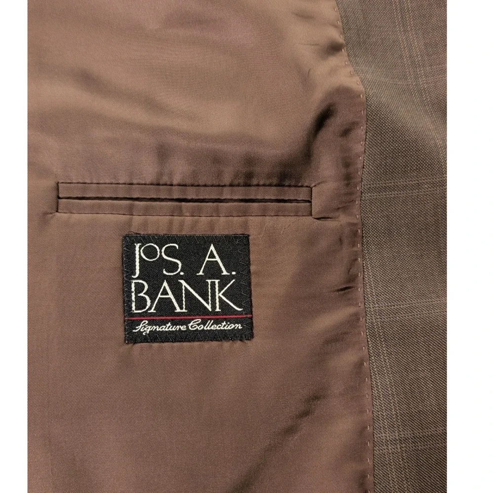 Jos A Bank Signature Collection Mens Brown Plaid Wool Blazer Size‎ 43R